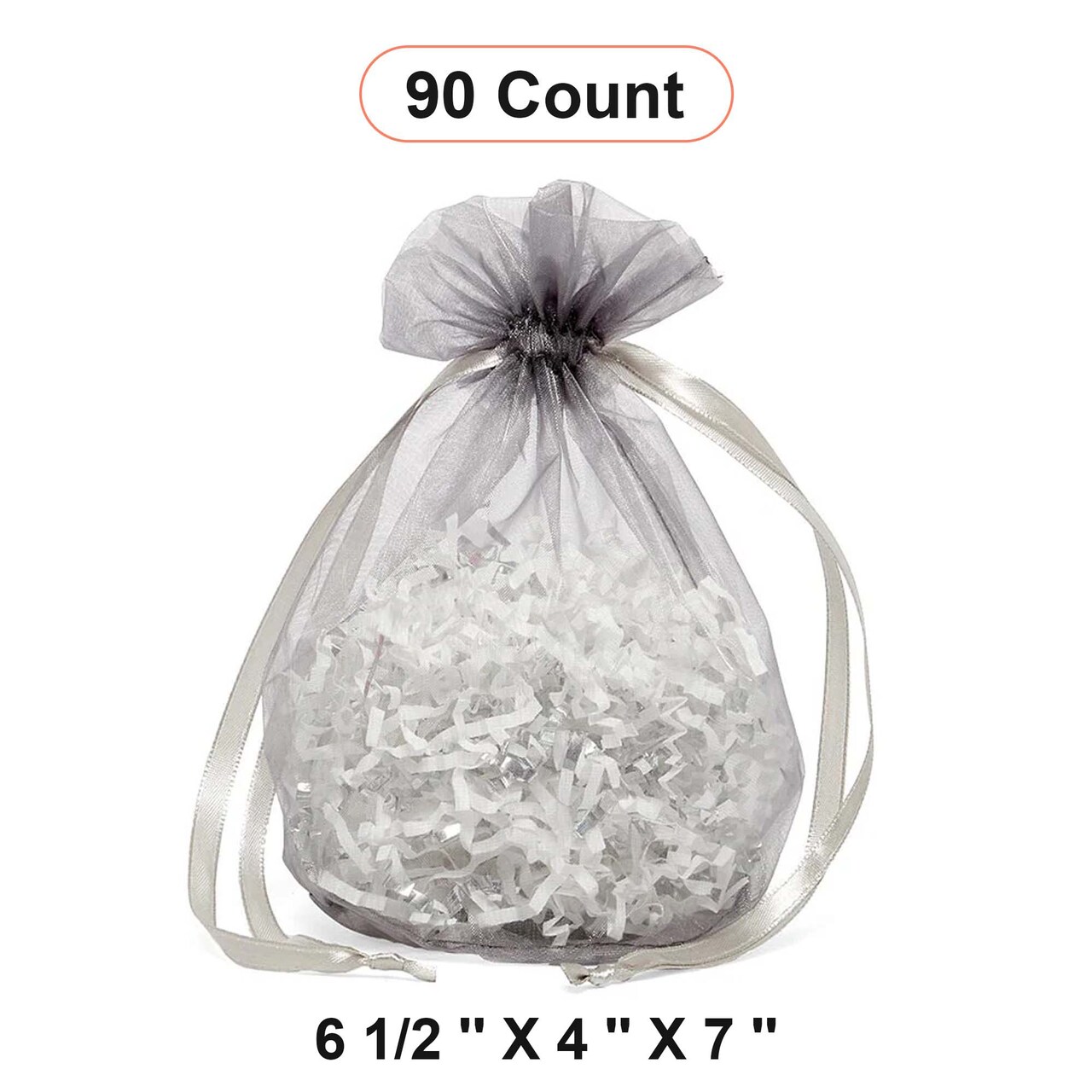 Wide Round Flat Bottom Organza Bags 6 1/2 '' X 4 '' X 7 '' for Elegant Wrapping